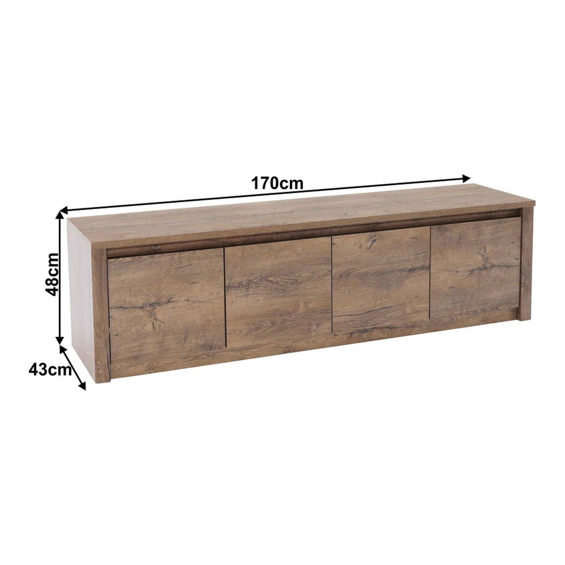 Comoda MONTANA K4D, PAL, stejar lefkas inchis, 170x43x48 cm
