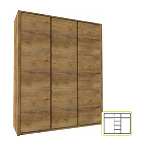 Dulap cu trei uşi, stejar lefkas închis, MONTANA S3D