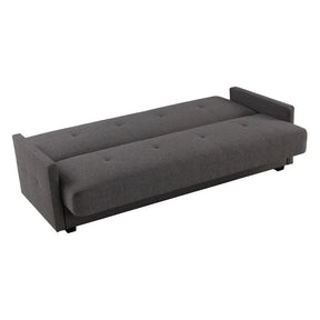 Canapea extensibila MARO, stofa clasica gri inchis - Mossa 99, cu lada depozitare, 207x95x95 cm