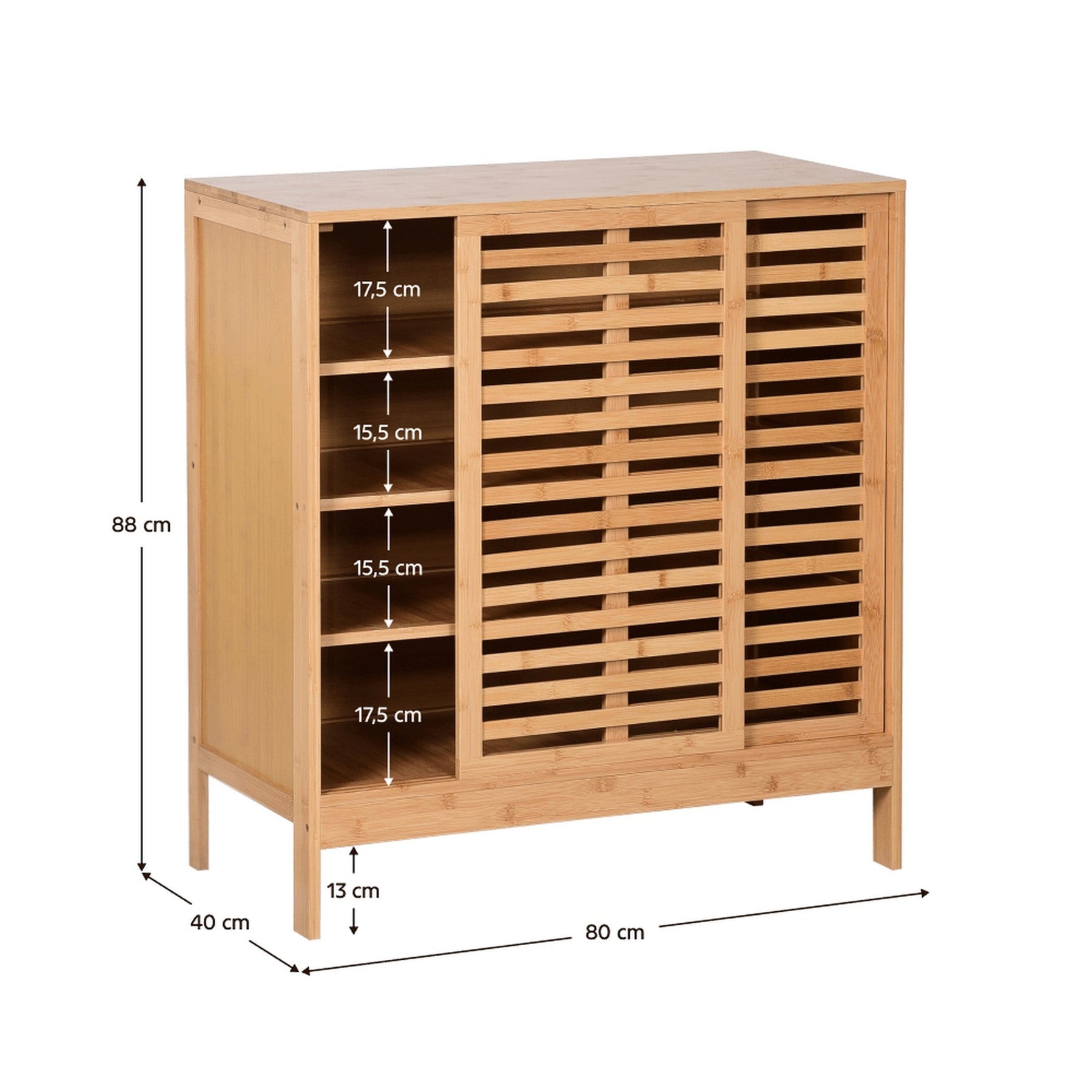 Pantofar NALDO, stejar, bambus, 80x40x88 cm