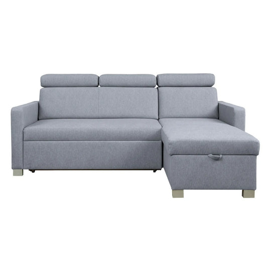 Coltar extensibil BRICO, universal, stofa catifelata gri - Element 23, cu lada depozitare, 204x168x99 cm