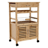 Cărucior de servire NAVID, bambus, 56x36x85 cm