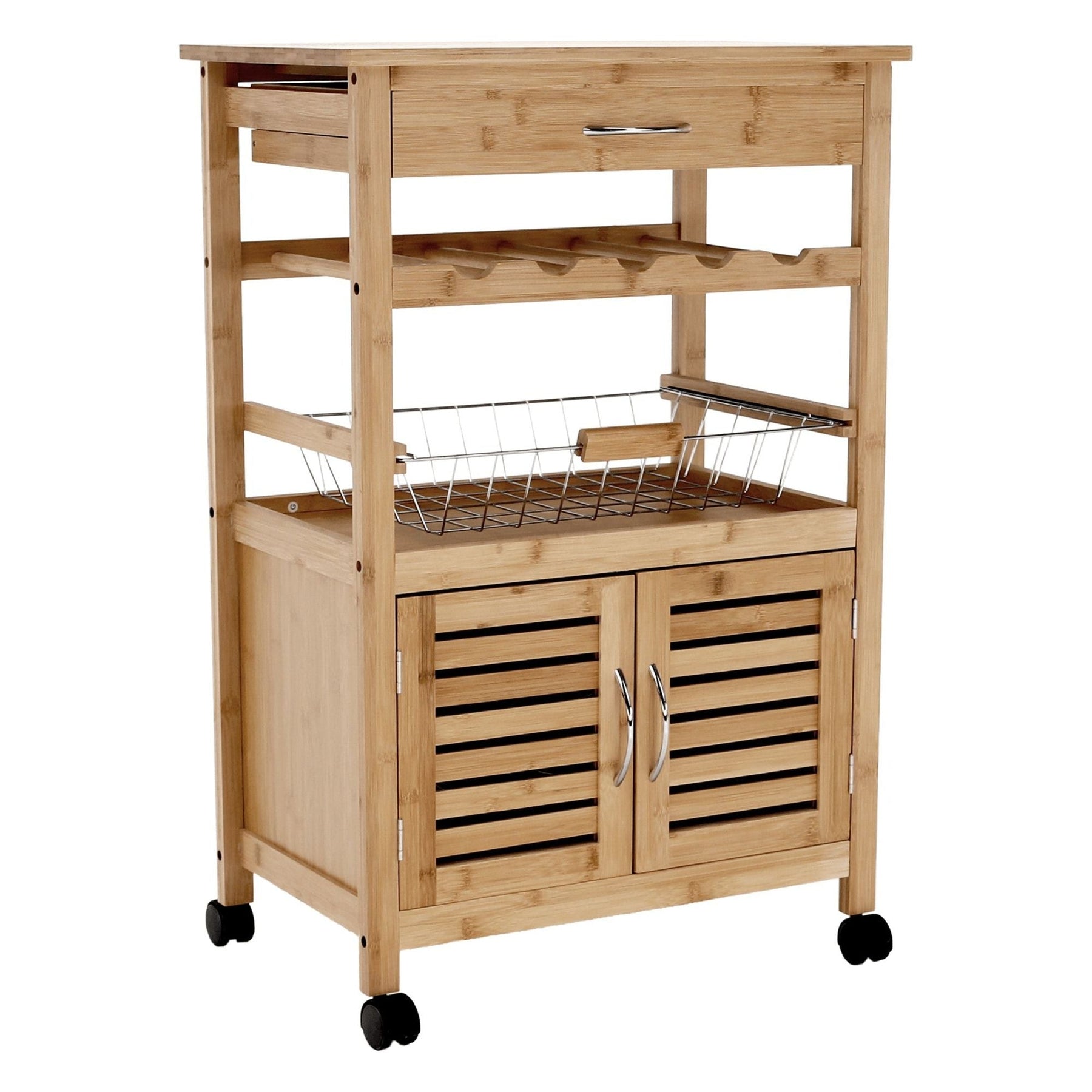 Cărucior de servire NAVID, bambus, 56x36x85 cm