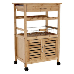 Cărucior de servire NAVID, bambus, 56x36x85 cm