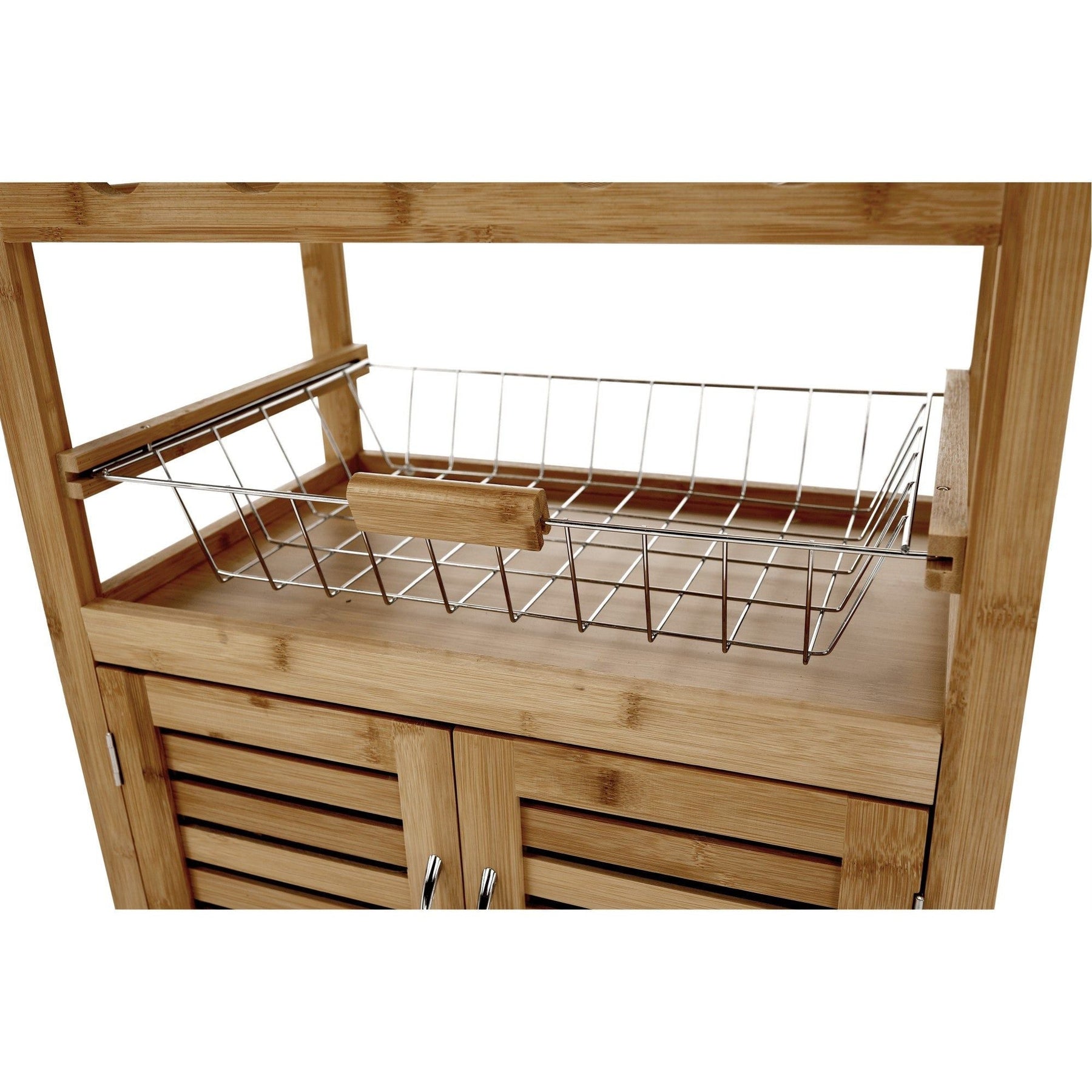 Cărucior de servire NAVID, bambus, 56x36x85 cm