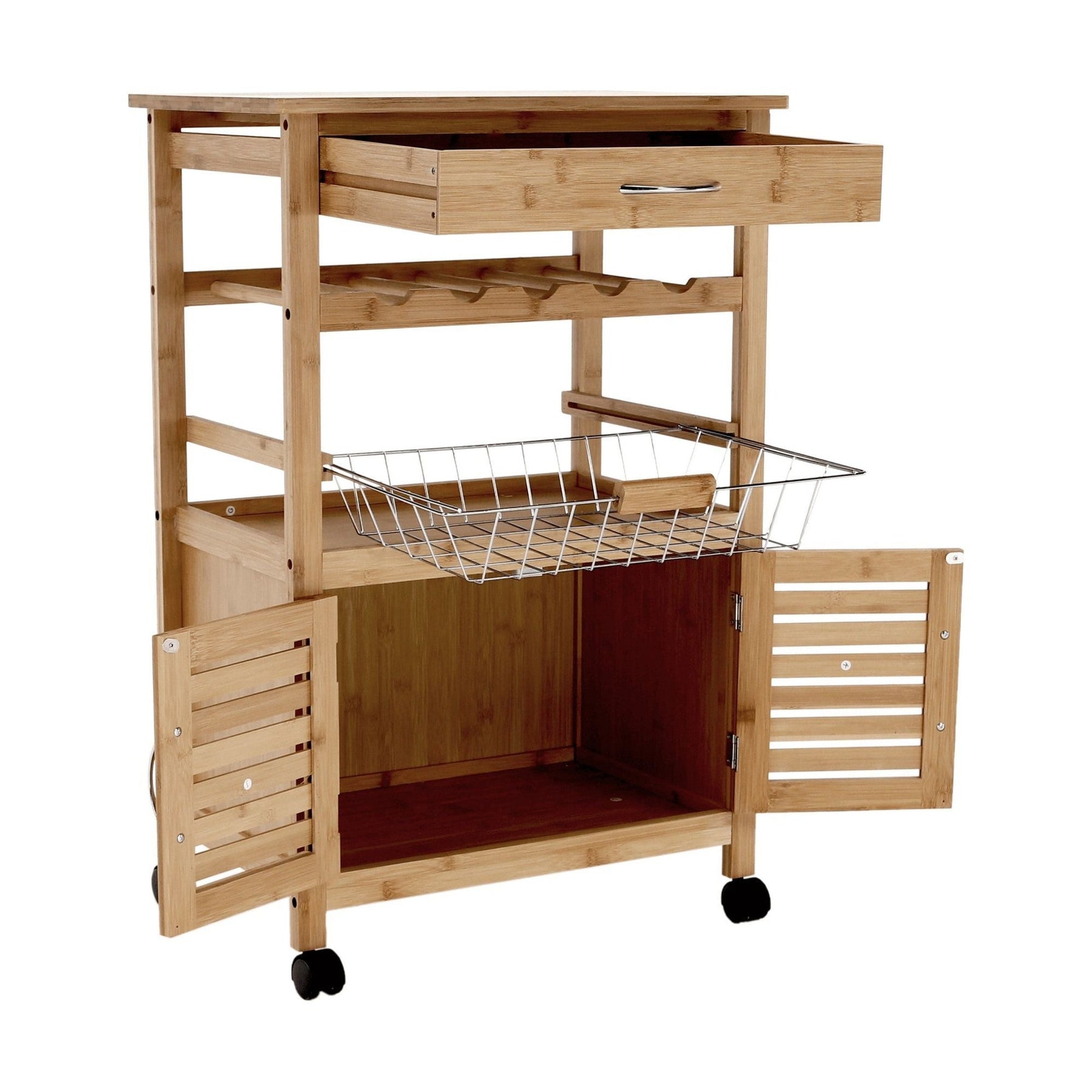 Cărucior de servire NAVID, bambus, 56x36x85 cm