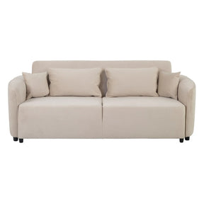 Canapea extensibila AKARO, stofa catifelata bej - Tiffany 02, cu lada depozitare, 227x114x85 cm