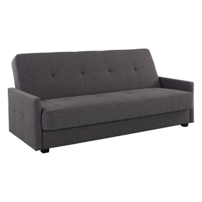 Canapea extensibila MARO, stofa clasica gri inchis - Mossa 99, cu lada depozitare, 207x95x95 cm