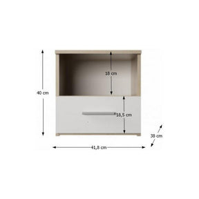 Noptiere GABRIELA, 2 bucati, PAL melaminat, stejar sonoma/alb, 41,8x40x38 cm, 1 sertar