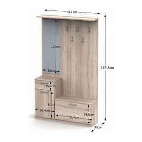 Mobilier hol NOKO-SINGA 04, stejar sonoma, 111x185,5x30 cm