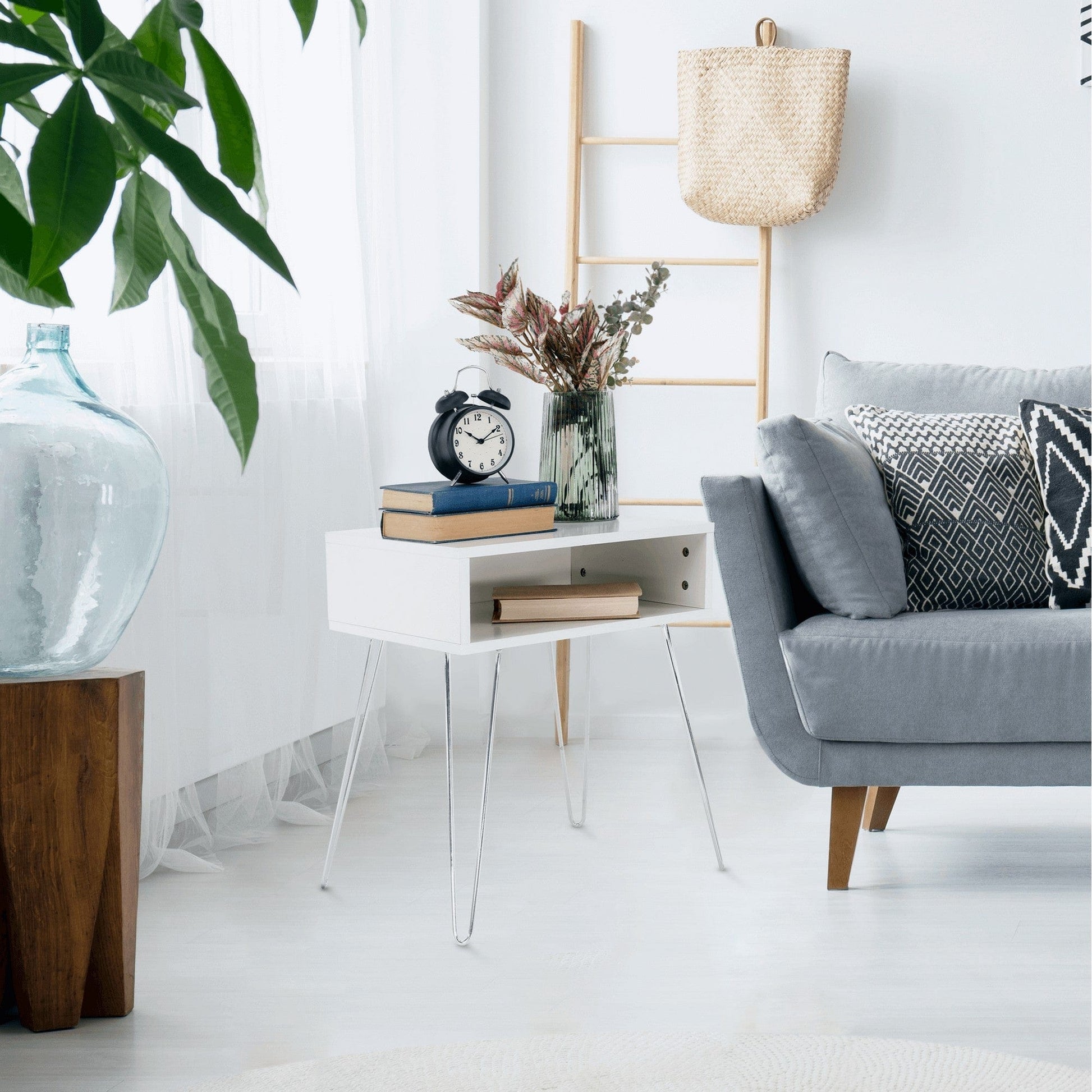 Noptiera LAMEJ, alb, metal, 45x34x58 cm