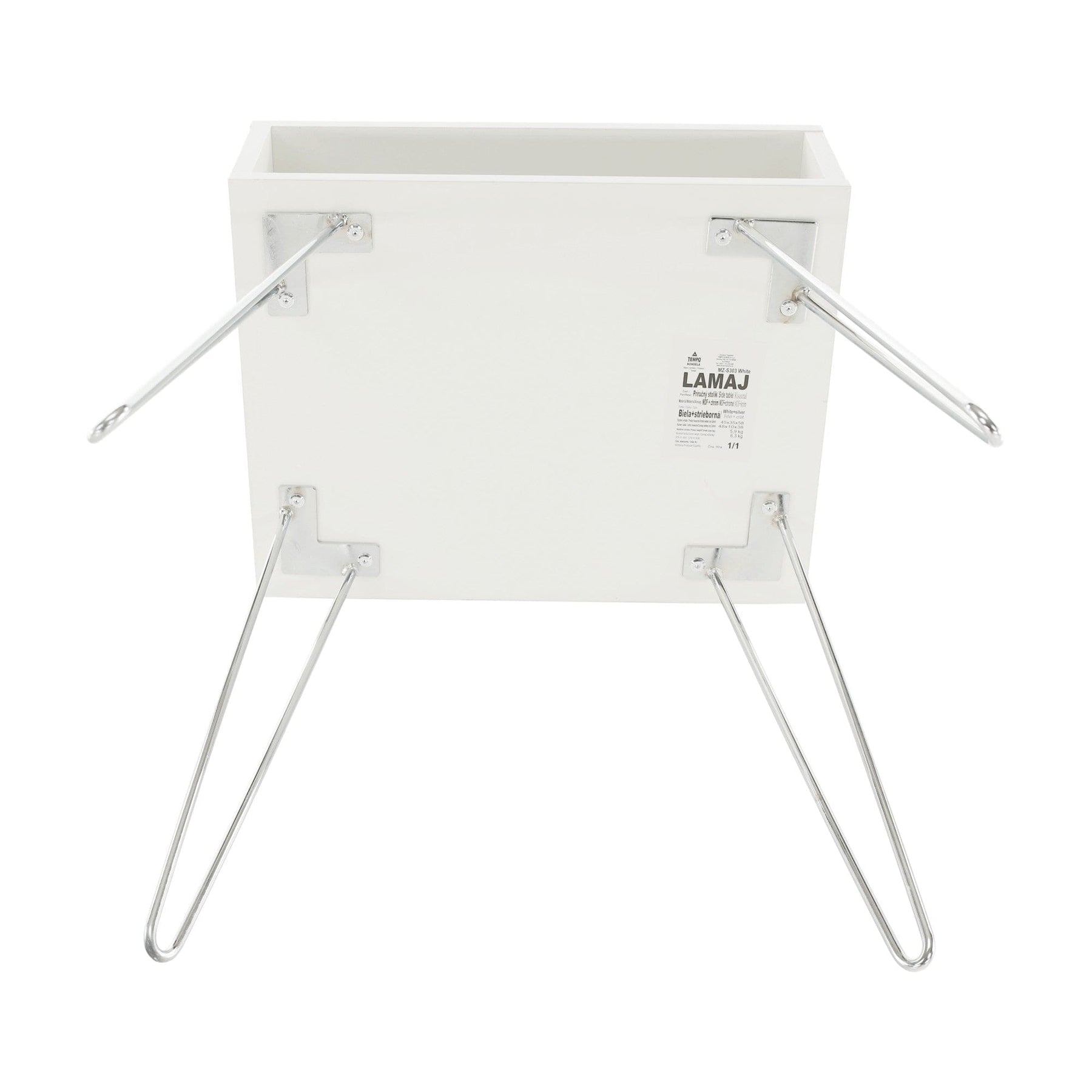 Noptiera LAMEJ, alb, metal, 45x34x58 cm