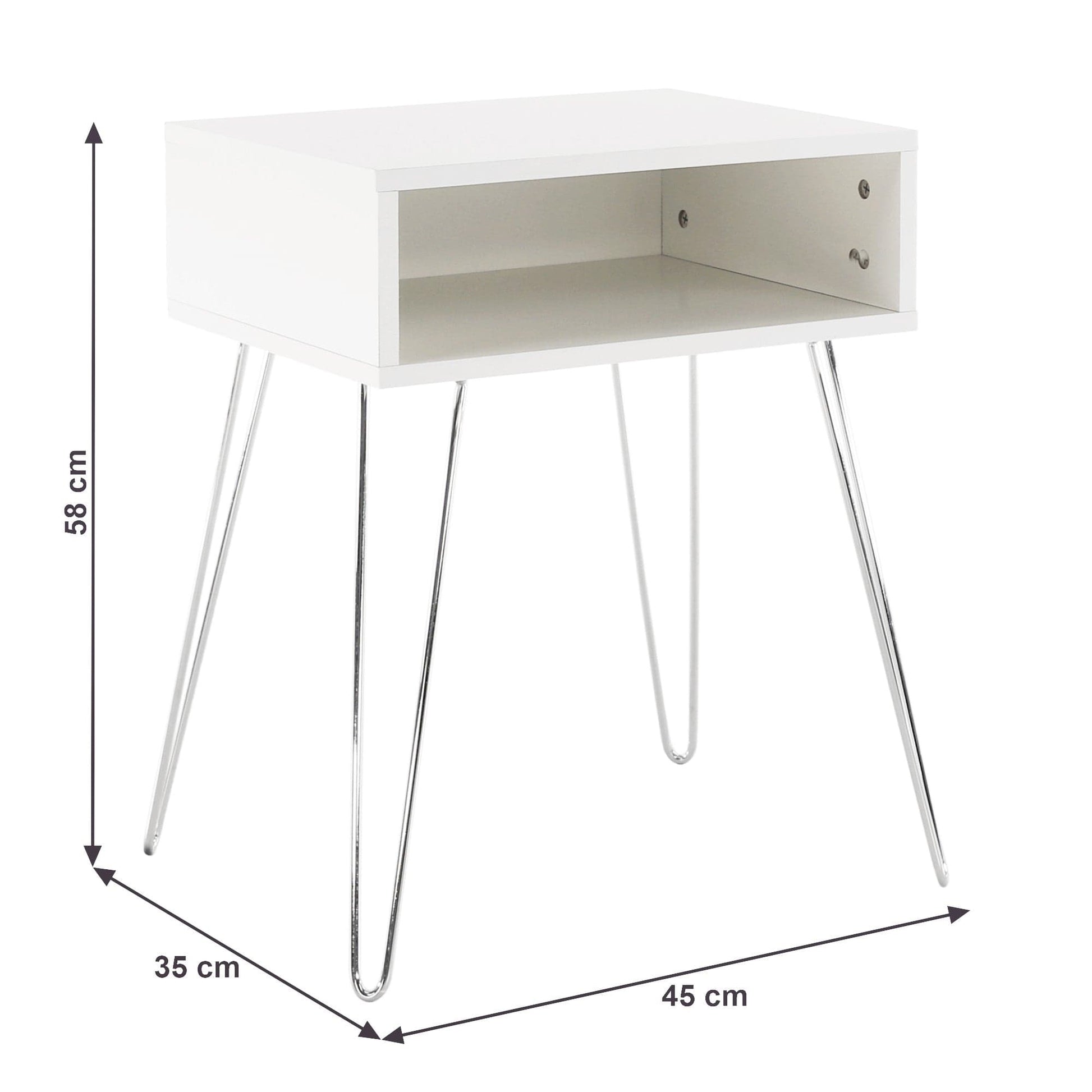 Noptiera LAMEJ, alb, metal, 45x34x58 cm