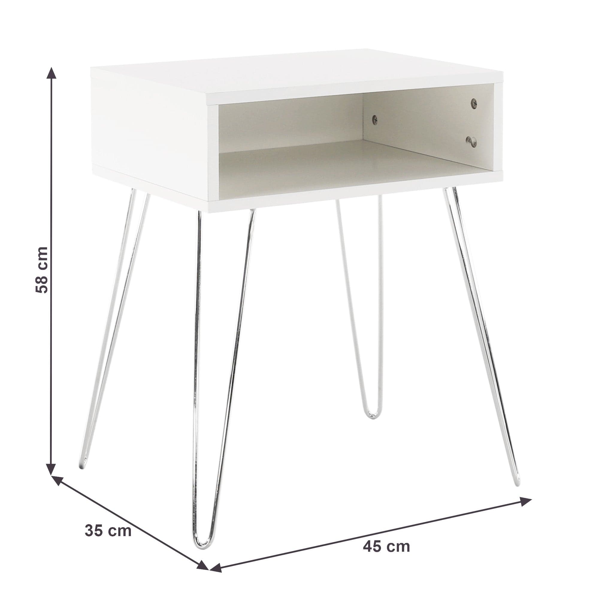 Noptiera LAMEJ, alb, metal, 45x34x58 cm