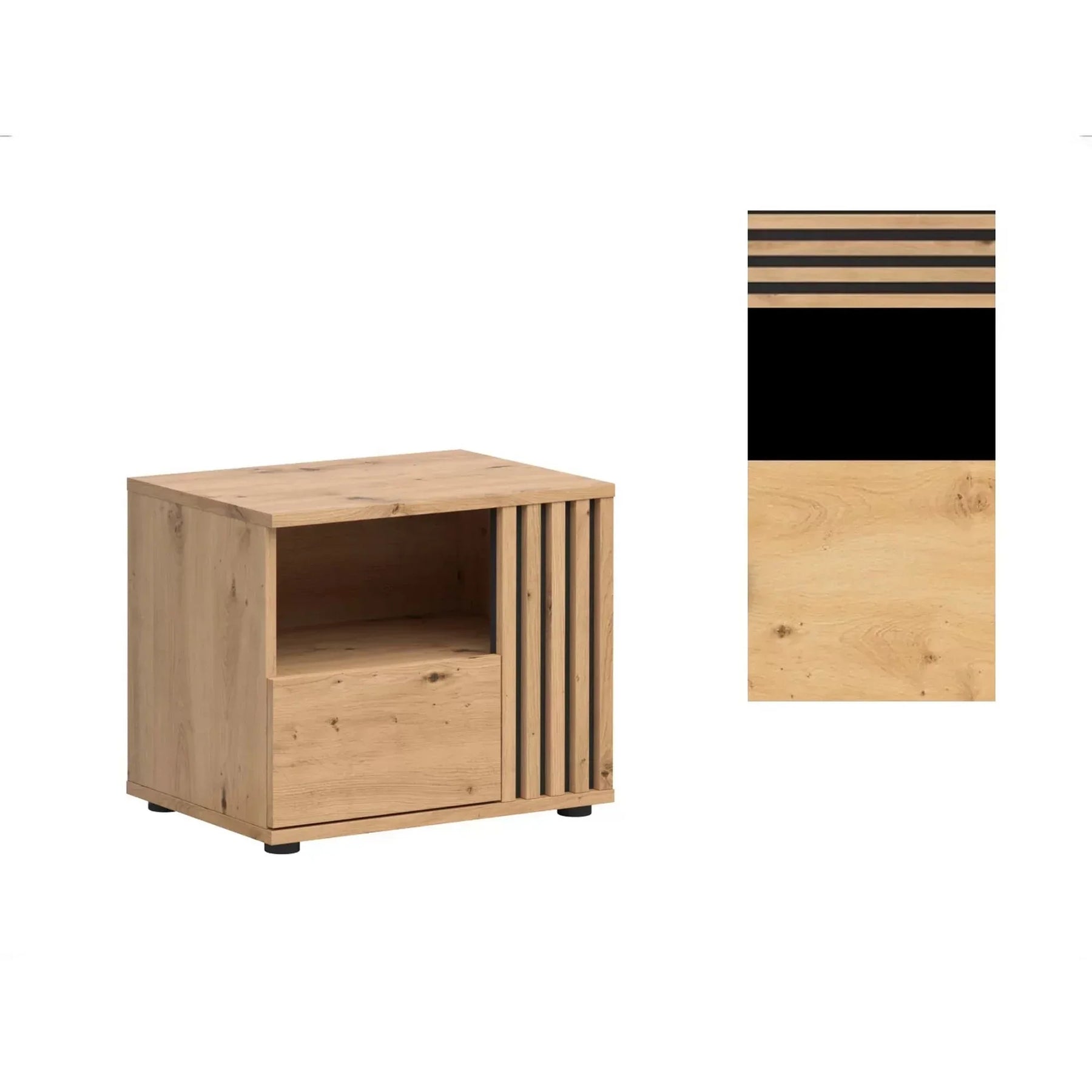 Noptiera BERGEN OCN-28974, stejar artisan/negru mat