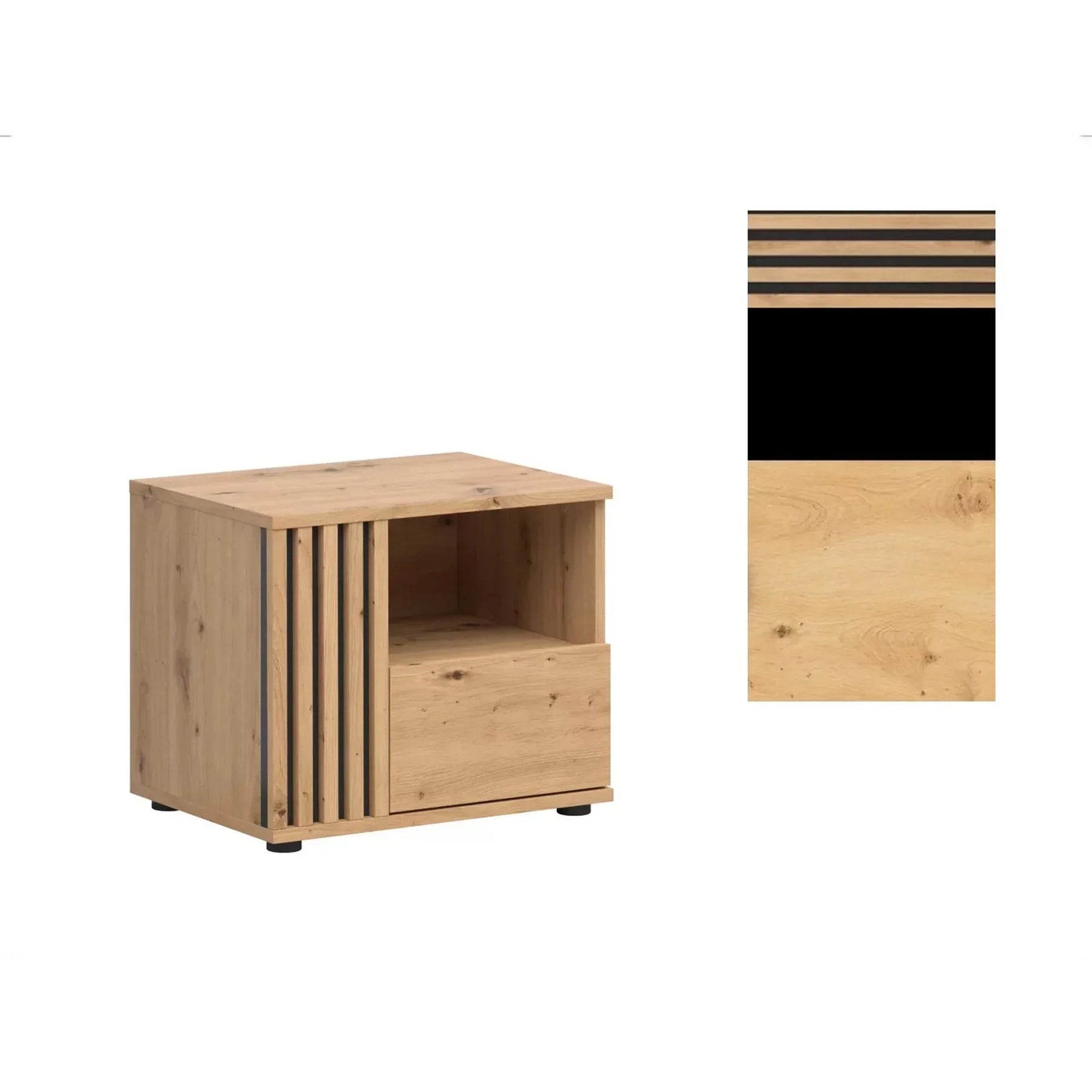 Noptiera BERGEN OCN-28975, stejar artisan/negru mat