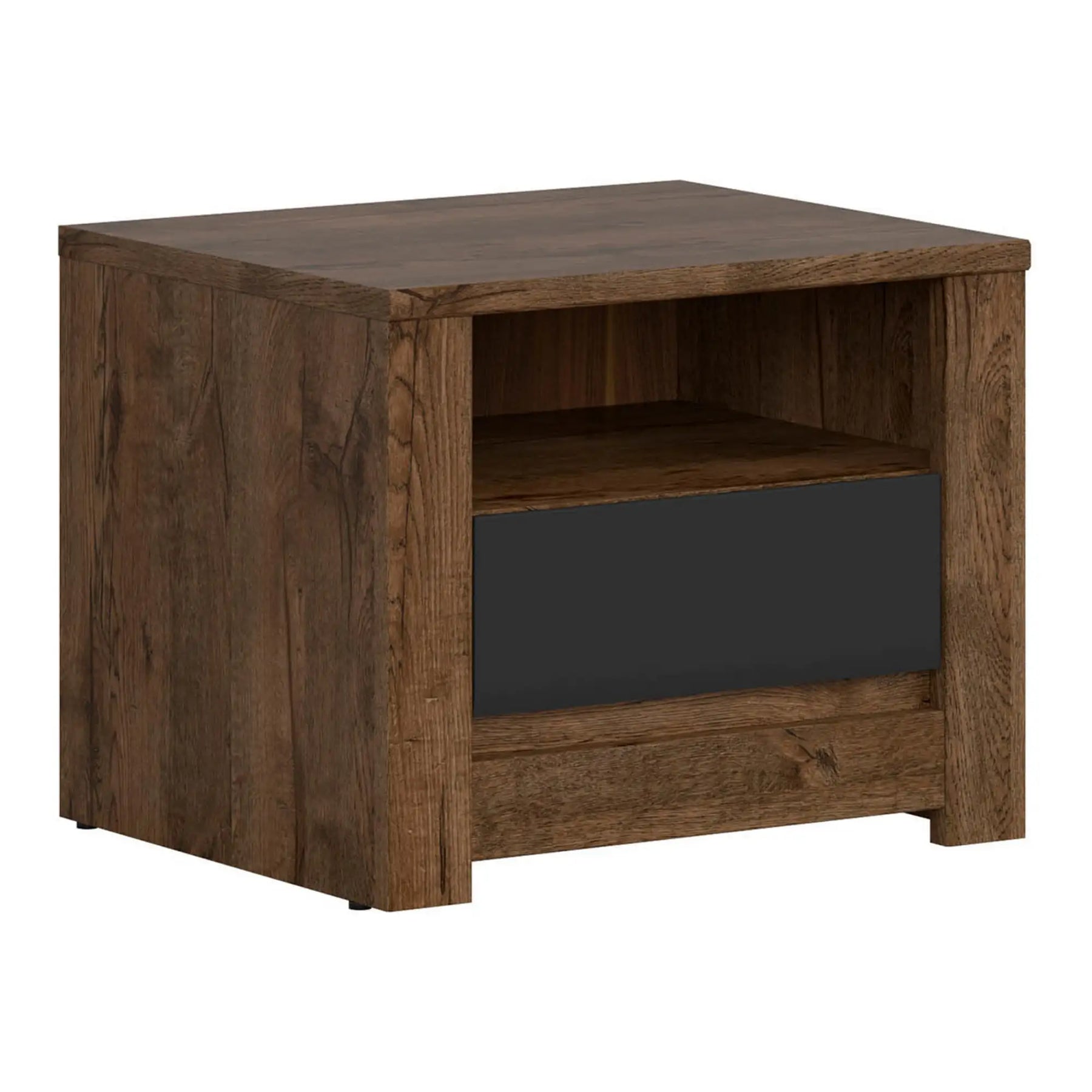 Noptiera BERGEN OCN-28981, stejar/negru mat