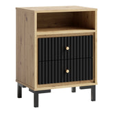 Noptiera PARII PA14, stejar artisan/negru, PAL laminat, 50x37x68 cm