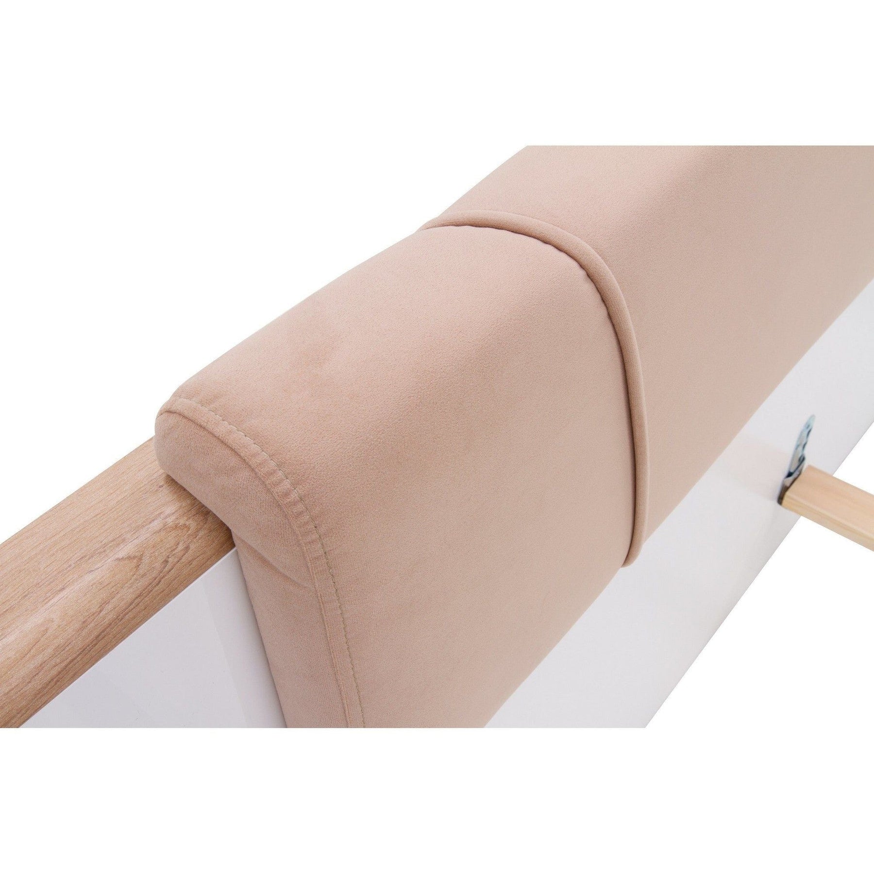 Cadru pat OLINDA 160x200, alb/maro, cu panouri laterale si iluminare led