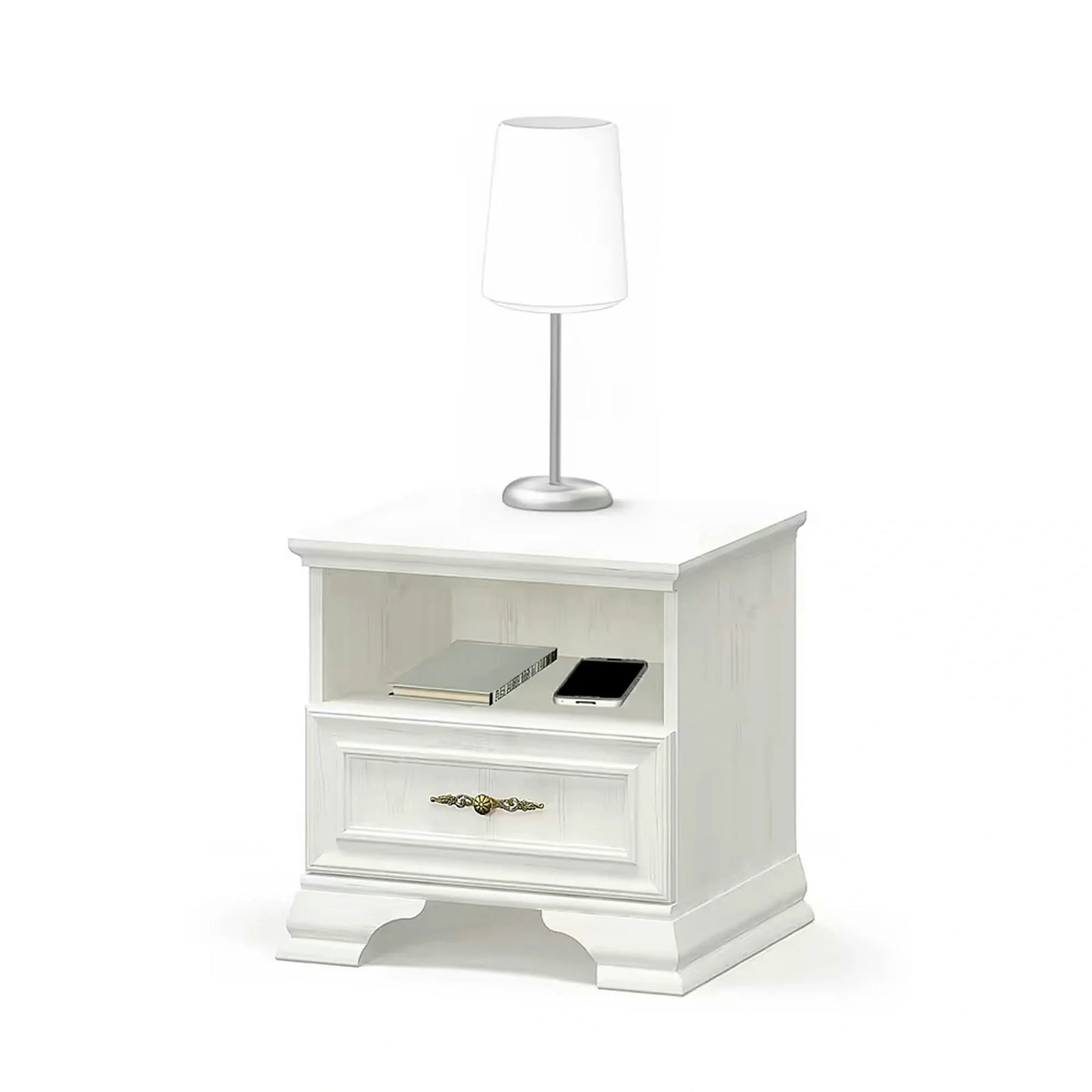 Noptiera pin alb anderson IRYS, PAL laminat/MDF/HDF, pin alb anderson, 49×41×47 cm