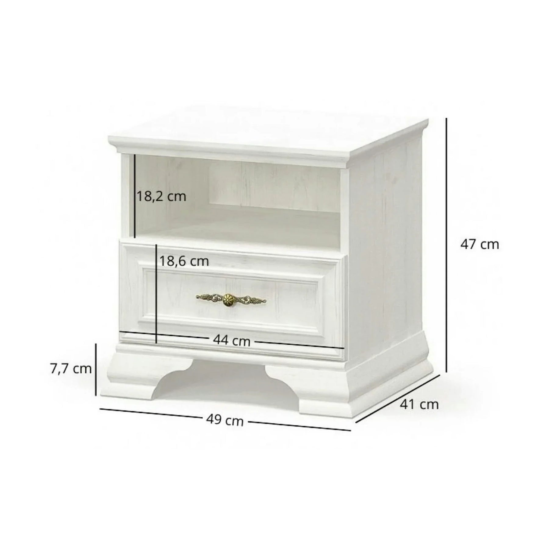 Noptiera pin alb anderson IRYS, PAL laminat/MDF/HDF, pin alb anderson, 49×41×47 cm