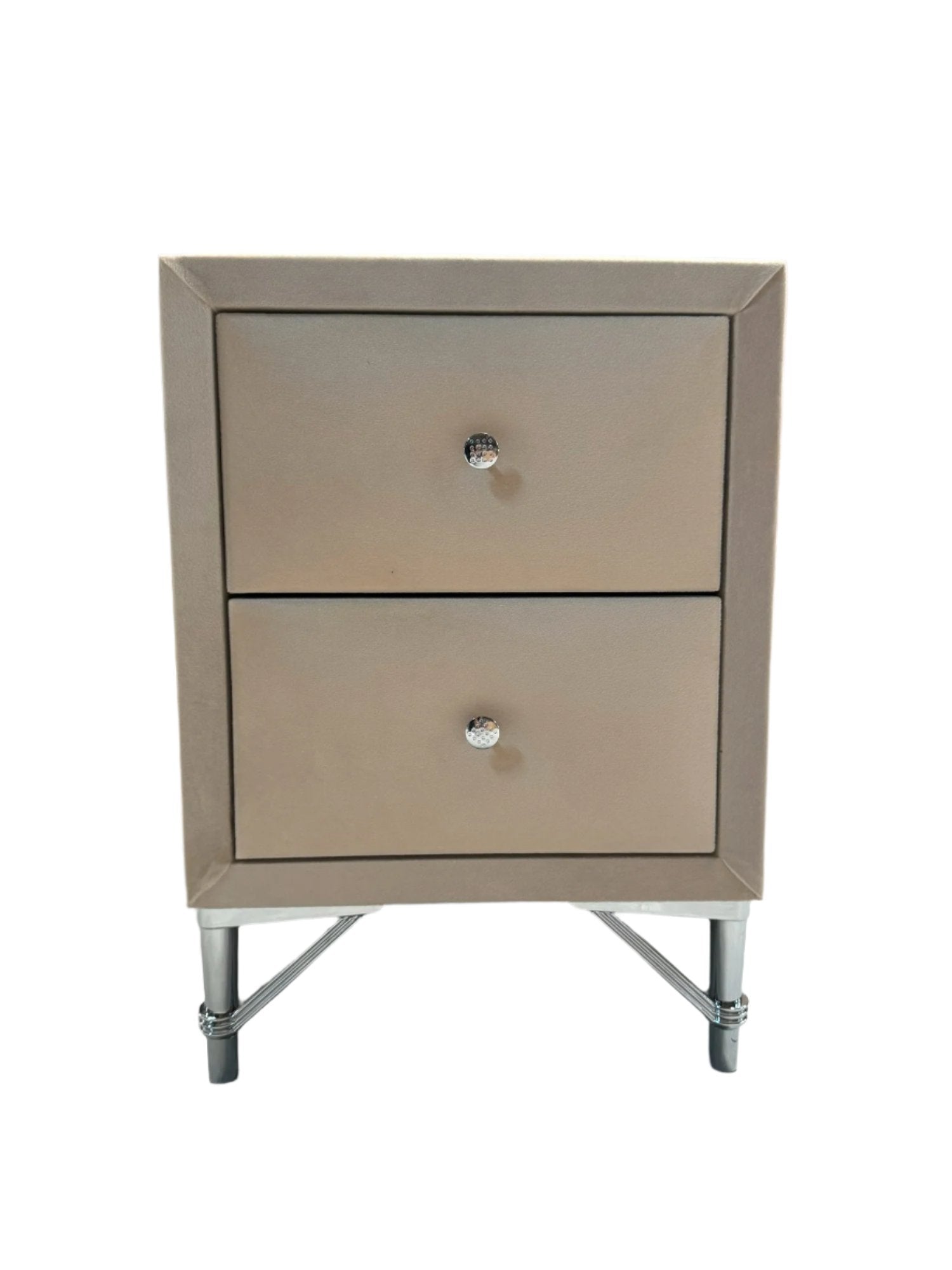 Noptiera VOLO, stofa catifelata crem - Luna 21, 45x41x50 cm