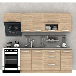 Mobila bucatarie NOVA PLUS, 240 cm, stejar sonoma