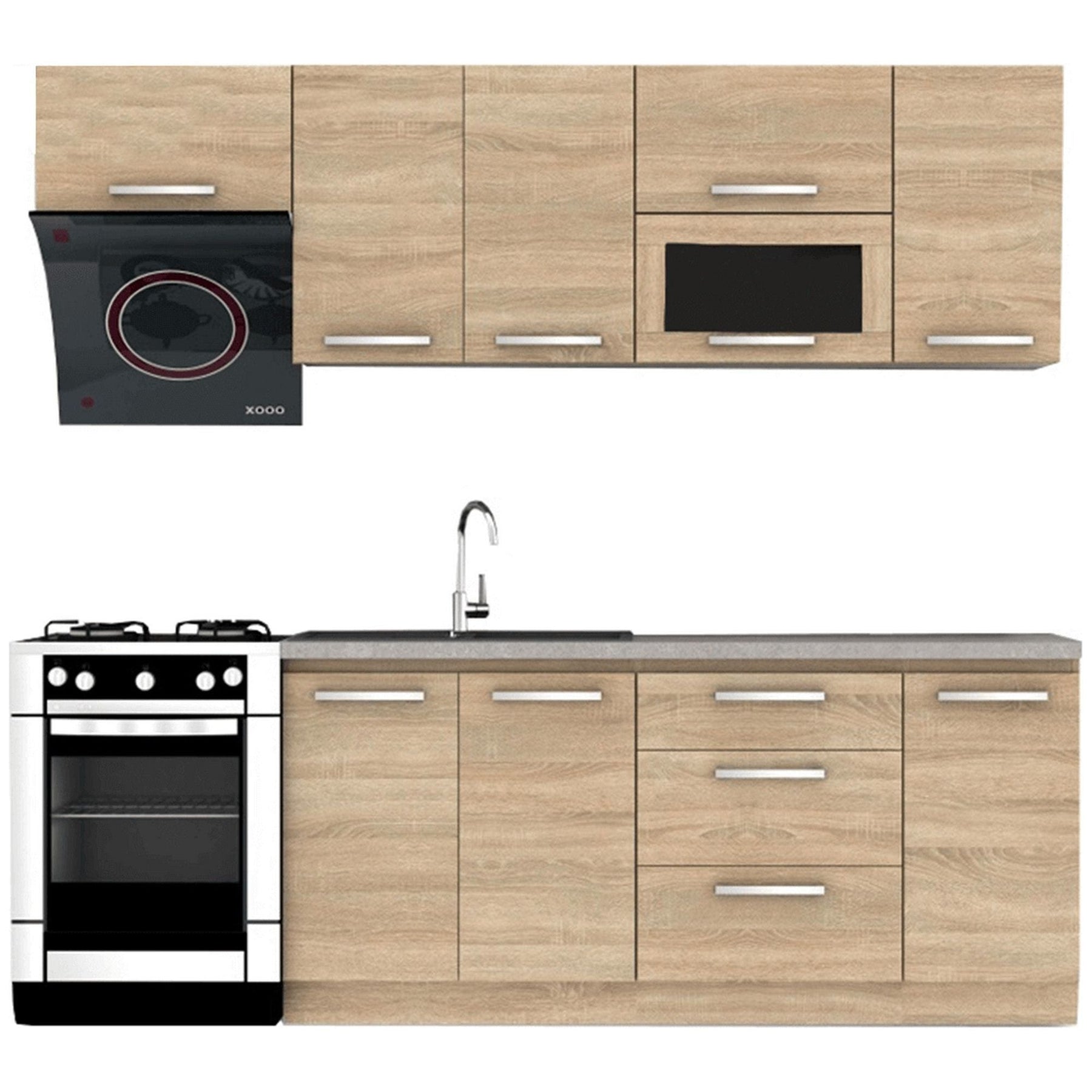 Mobila bucatarie NOVA PLUS, 240 cm, stejar sonoma