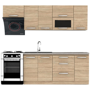 Mobila bucatarie NOVA PLUS, 240 cm, stejar sonoma