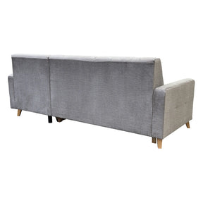 Coltar extensibil LARS, universal, stofa catifelata gri - Voss 07, cu lada depozitare, 223x161x83 cm