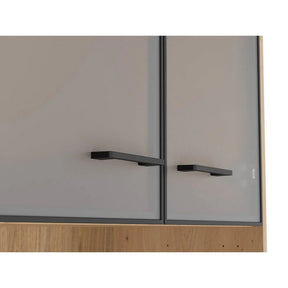 Vitrina SPACE OFFICE, stejar artisan/negru fumuriu, PAL laminat/sticla, cu 4 usi, 80x38x203 cm
