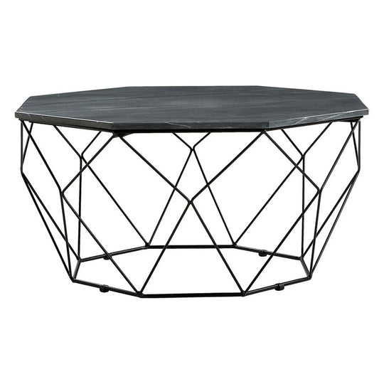 Masuta cafea AIDA, negru, marmura/metal, 84x84x43 cm