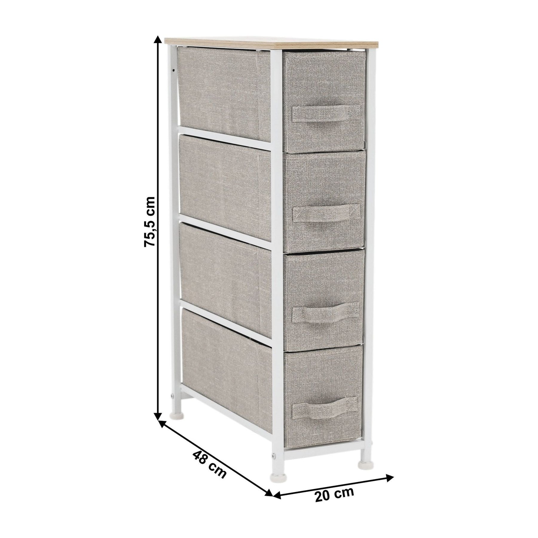 Comoda OFELIA TYP 2, gri/alb, metal/stofa, 20x48x75.5 cm