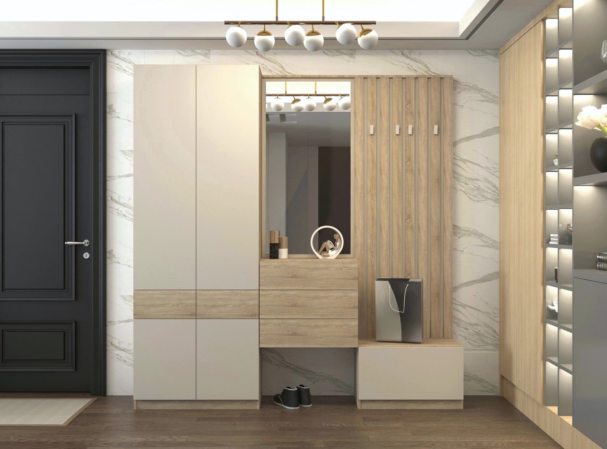 Oglinda VERTO, casmir/stejar sonoma, PAL, 63x3x125 cm