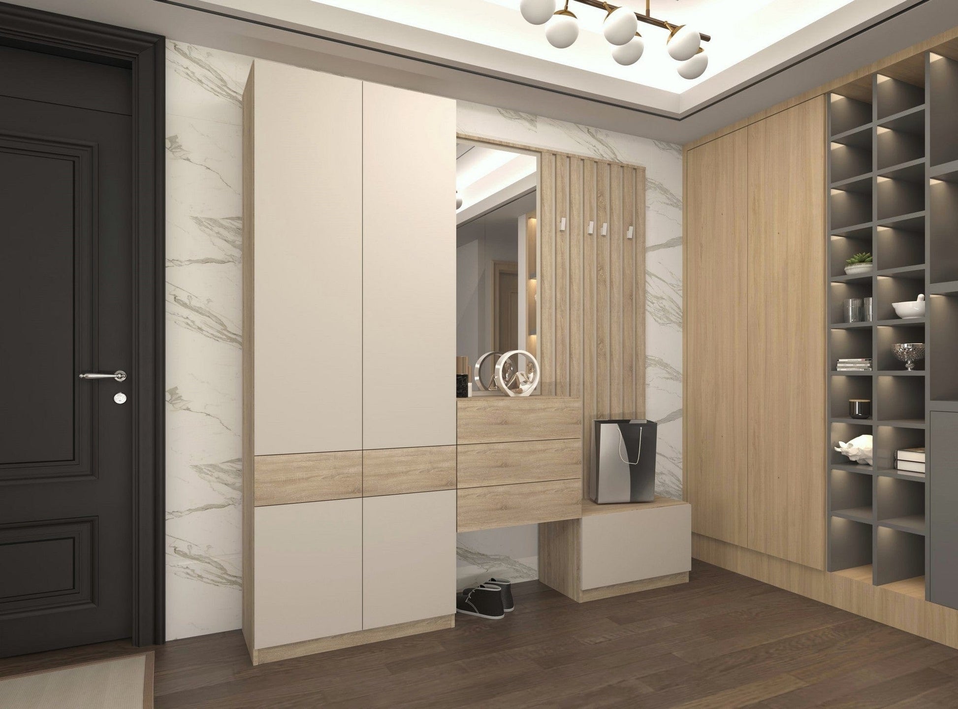 Oglinda VERTO, casmir/stejar sonoma, PAL, 63x3x125 cm