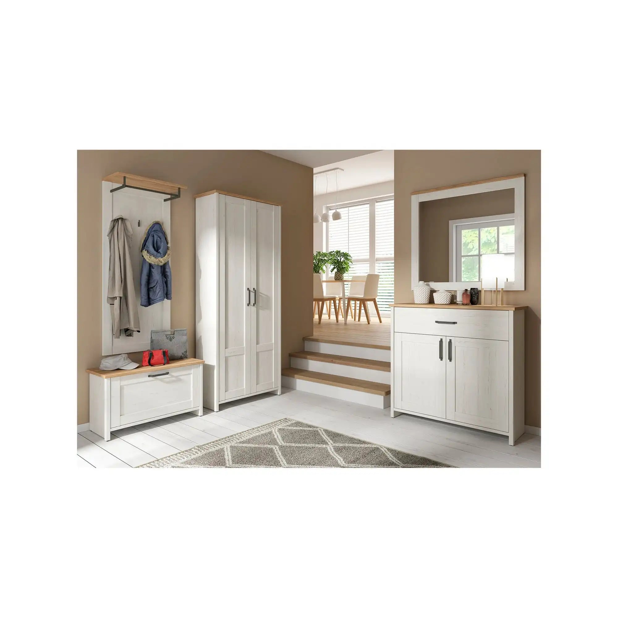 Oglinda perete BERGEN OCN-28922, alb/stejar