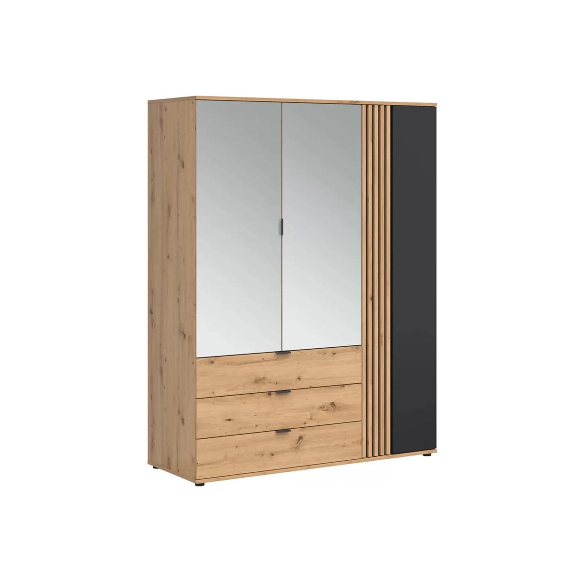 Dulap VABRES, stejar artisan/negru mat, PAL laminat, 151x56x196 cm