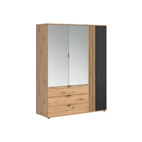 Dulap VABRES, stejar artisan/negru mat, PAL laminat, 151x56x196 cm
