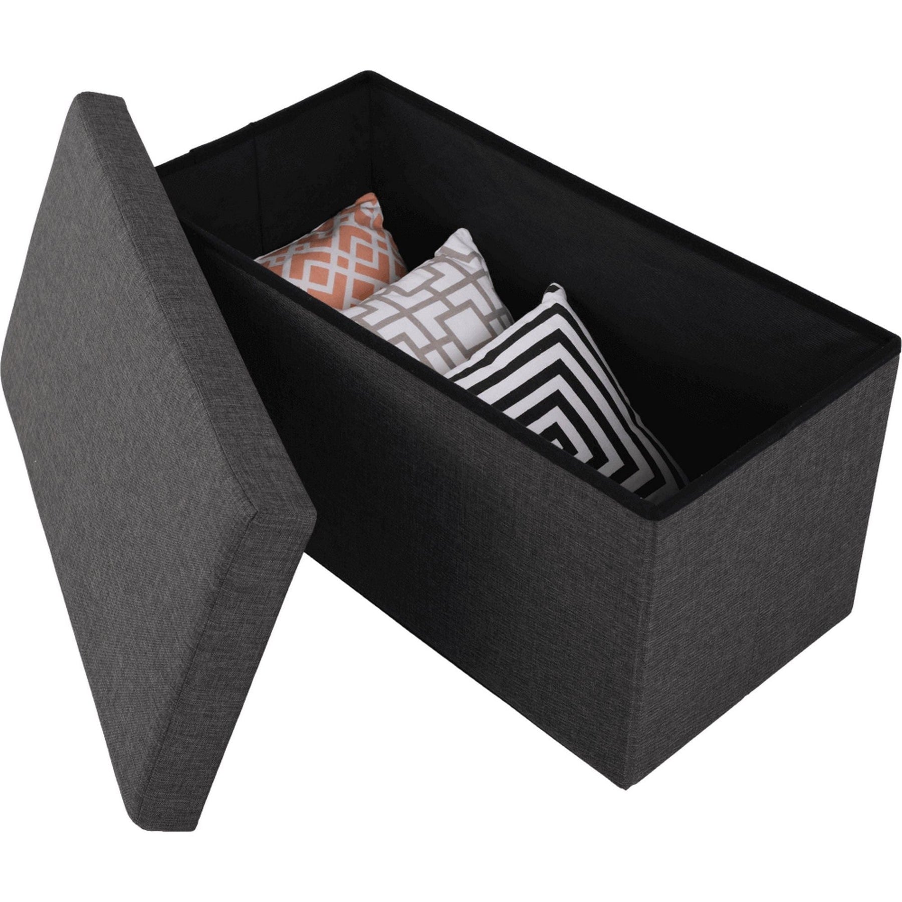 Taburet ORELIA, pliabil, carton dur/material textil, gri, 76x38x38 cm