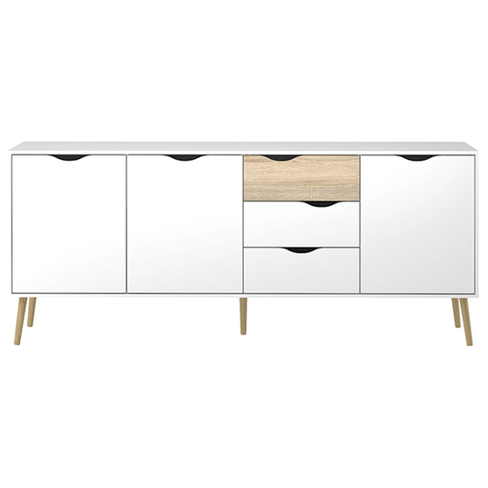 Comoda OSLO 75454, cu 3 usi si 3 sertare, DTD laminat, stejar sonoma/alb, 195,7x39,1x81,7 cm