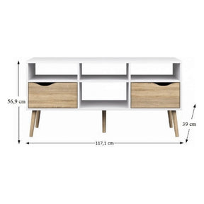 Comoda TV OSLO 75391, PAL, stejar sonoma/alb,  117,1x39x56,9 cm
