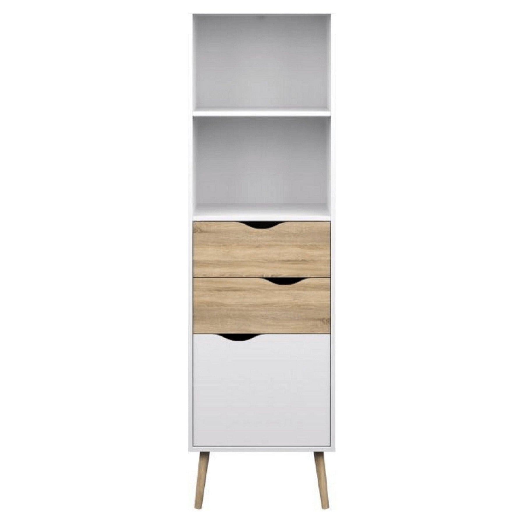 Vitrina living OSLO 75382, PAL melaminat, stejar sonoma/alb, 171x50x39 cm