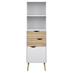 Vitrina living OSLO 75382, PAL melaminat, stejar sonoma/alb, 171x50x39 cm