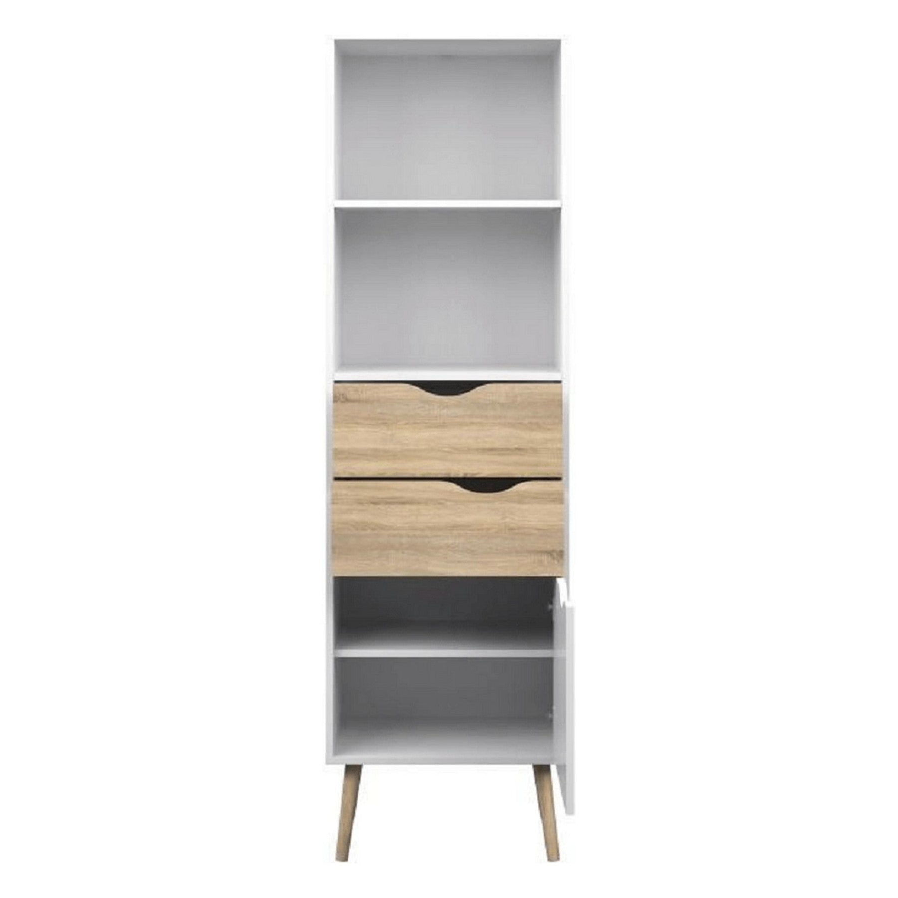 Vitrina living OSLO 75382, PAL melaminat, stejar sonoma/alb, 171x50x39 cm