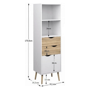 Vitrina living OSLO 75382, PAL melaminat, stejar sonoma/alb, 171x50x39 cm
