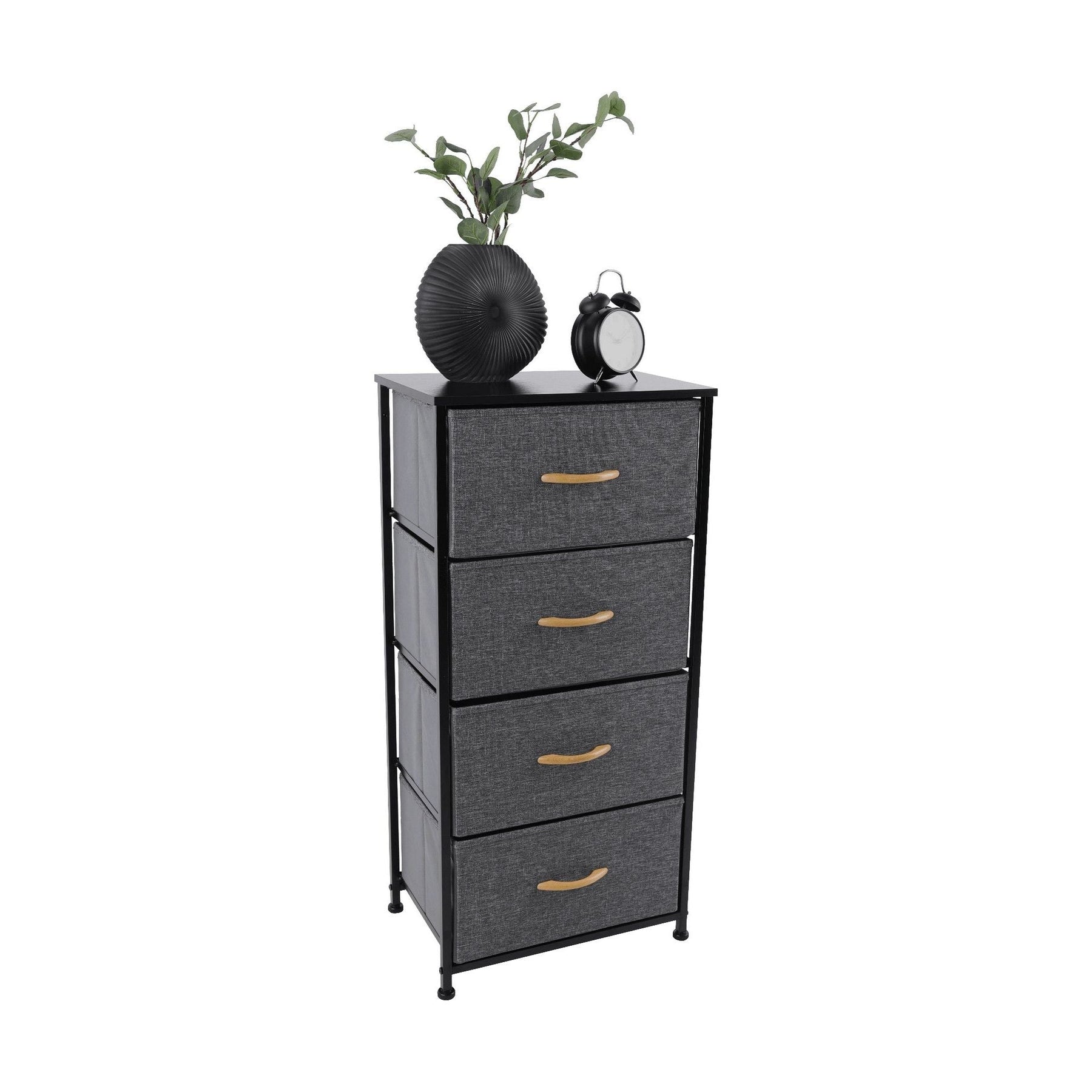 Comoda PALMERA TYP 2, metal/material textil, negru/gri închis, 45x30x95 cm