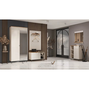 Cuier de perete hol EVO, PAL laminat, casmir/stejar castello, 80×24.5×120 cm