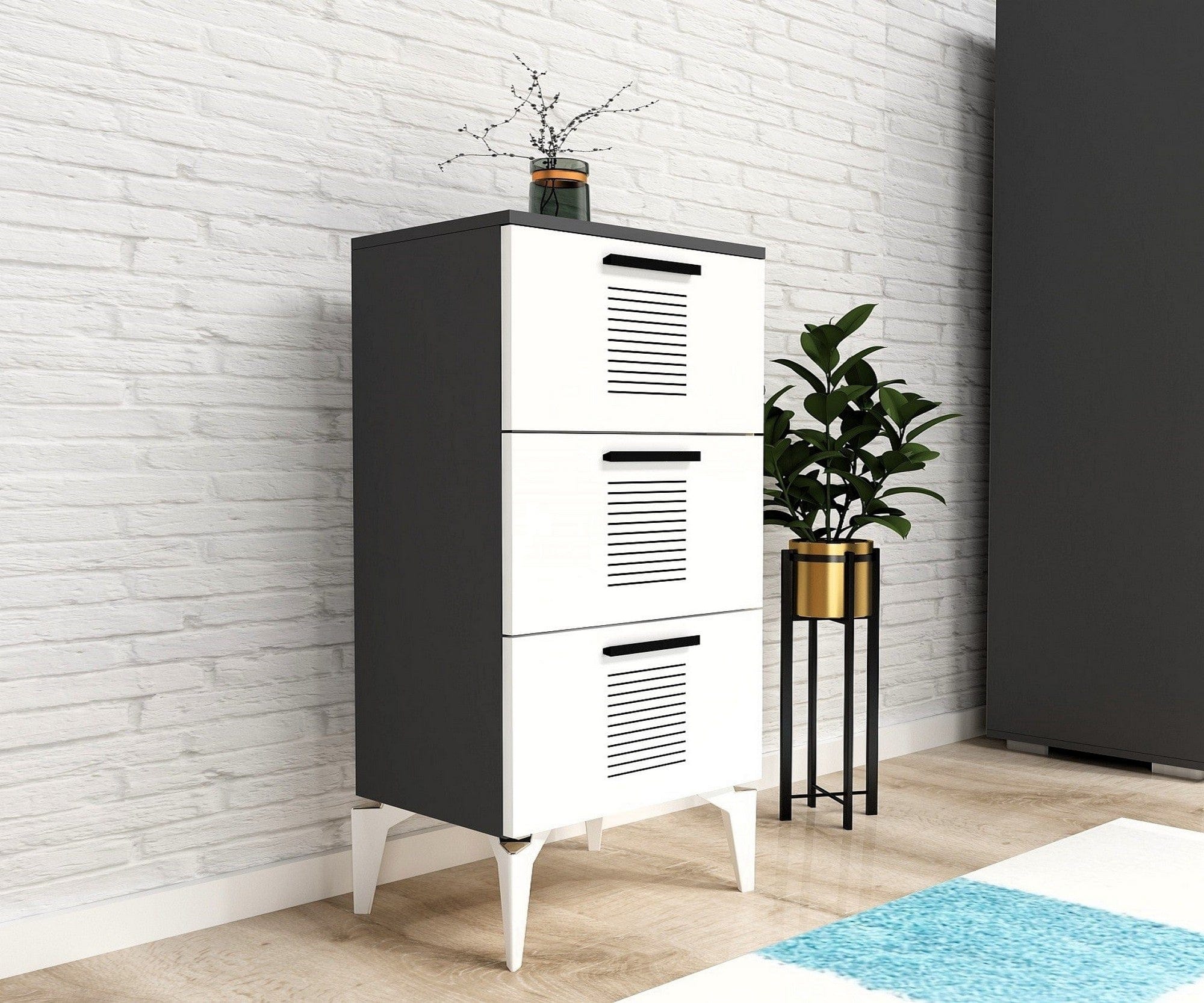 Pantofar AMSTERDAM OCN-31322, alb/gri antracit