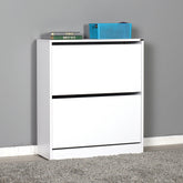 Pantofar alb modern, ideal pentru hol, cu două sertare – primabucata