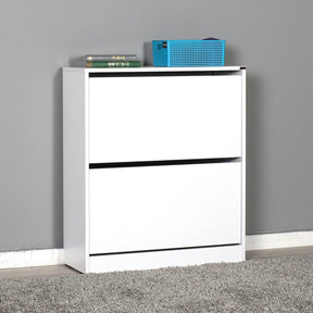 Pantofar alb modern, ideal pentru hol, cu două sertare – primabucata